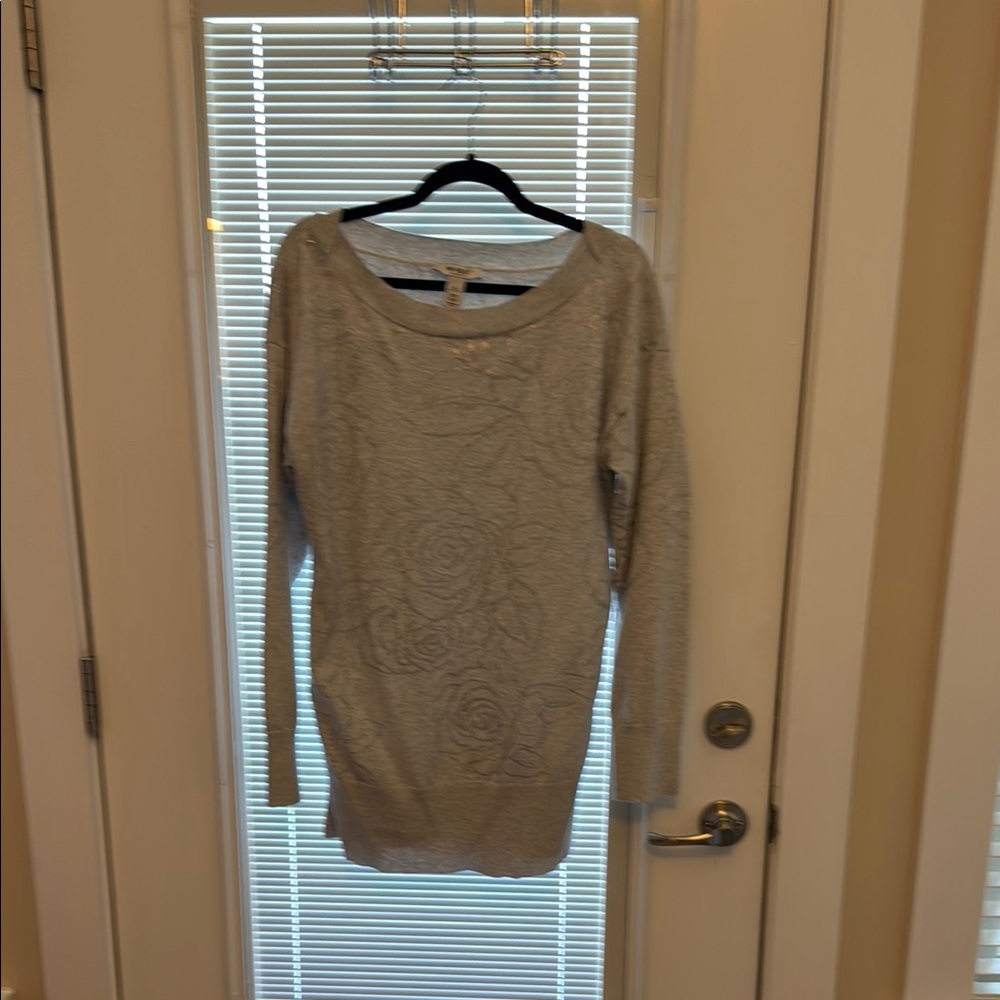 White House Black Market Gray Long Sleeve Dress